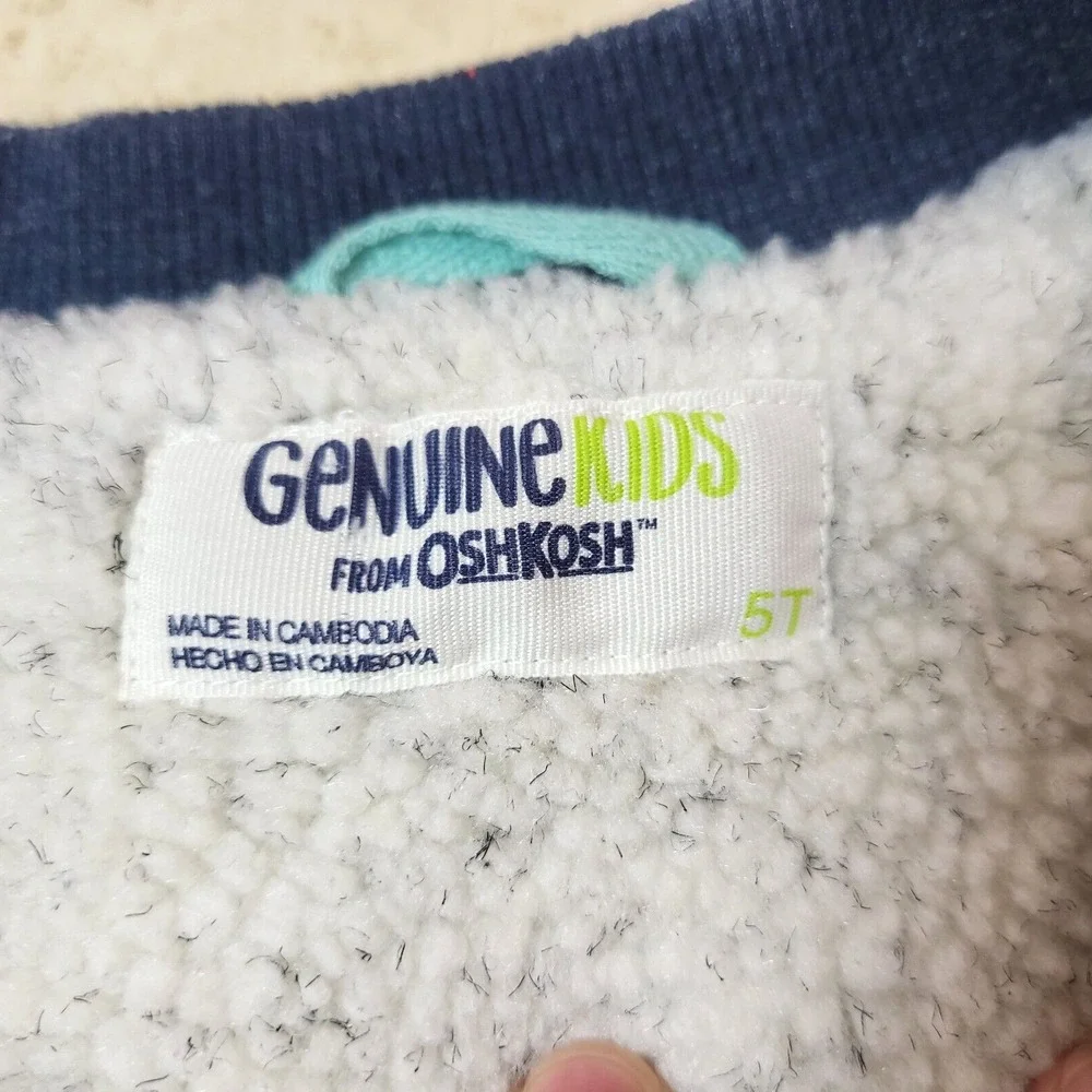 Genuine Kids by OshKosh Blue Knit Zip Front Sherpa Lined Vest Front Pockets 5T‎